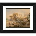 thumbnail image 1 of Samuel Palmer 24x20 Black Ornate Framed Double Matted Museum Art Print Titled: Harvest Field and the Monastery of La Vocatella, Near Corps of Cava (Mid-1840s), 1 of 5