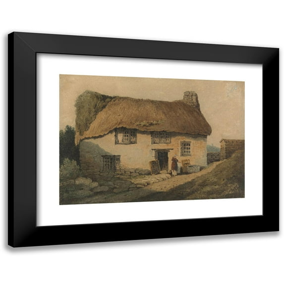Samuel Prout 18x14 Black Modern Framed Museum Art Print Titled - The Thatched Cottage