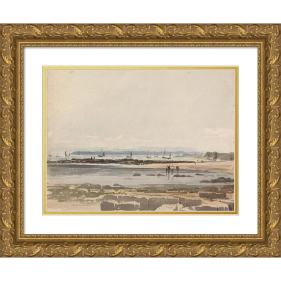 Samuel Prout 18x15 Gold Ornate Wood Frame and Double Matted Museum Art Print Titled - Beach Scene