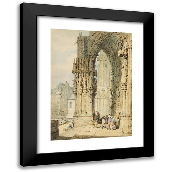 Samuel Prout 18x24 Black Modern Framed Museum Art Print Titled - The Porch at Ratisbon Cathedral, Bavaria (1832)