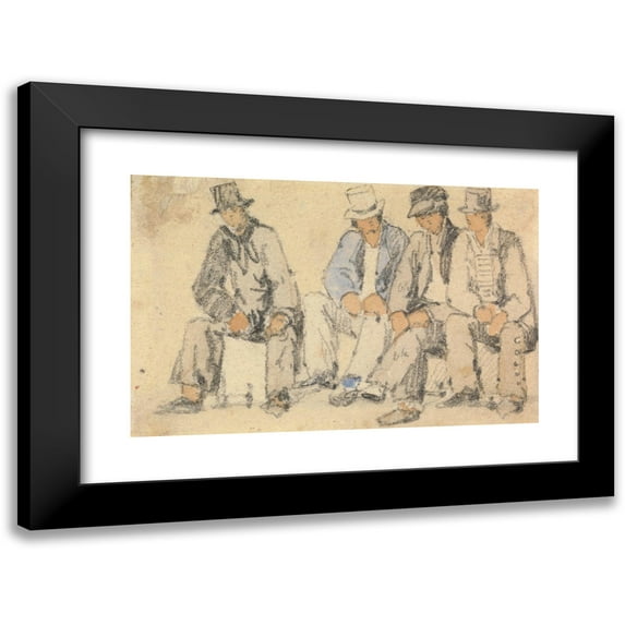 Samuel Prout 24x17 Black Modern Framed Museum Art Print Titled - Group of Four Seated Men