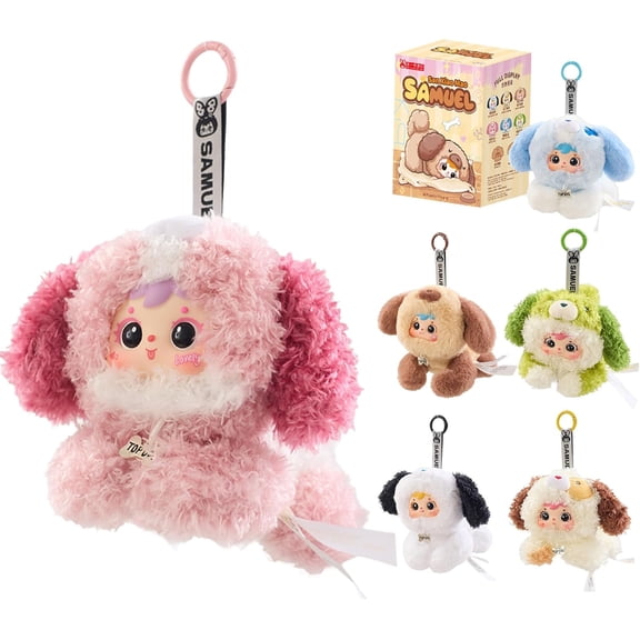 Samuel Puppy Flop Series - Dog Blind Box Pendant Plush,Figure Blind Box Keychain, Random Cute Blind Boxes Figures,Collectible Toys for Gifts (Dog (Single Box))