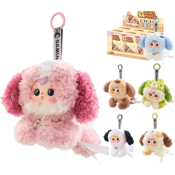 Samuel Puppy Flop Series - Dog Blind Box Pendant Plush,Figure Blind Box Keychain, Random Cute Blind Boxes Figures,Collectible Toys for Gifts (Dog (Whole Set 6 Boxes))