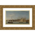 thumbnail image 1 of Samuel Scott 18x12 Gold Ornate Wood Frame and Double Matted Museum Art Print Titled - The Building of Westminster Bridge (ca. 1742), 1 of 4