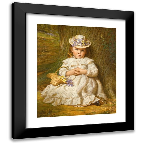 Samuel Sidley 20x23 Black Modern Framed Museum Art Print Titled - Primroses and Bluebells