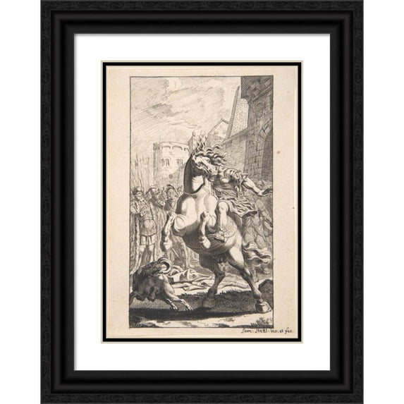 Samuel Stettler 18x24 Black Ornate Framed Double Matted Museum Art Print Titled: Marcus Curtius (17th Century)