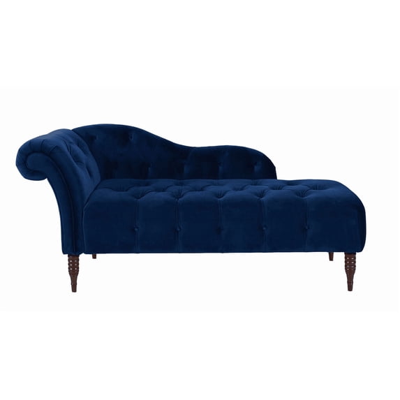 Samuel Tufted Roll Arm Chaise Lounge Navy Blue