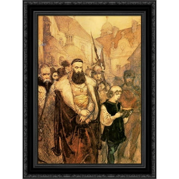 Samuel Zborowski 20x24 Black Ornate Wood Framed Canvas Art by Matejko, Jan