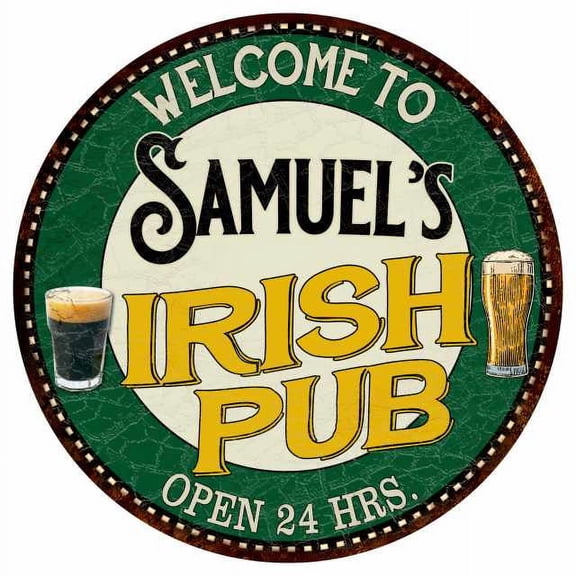 Samuel's Irish Pub 14" Round Metal Sign Kitchen Bar Wall Decor 100140036346