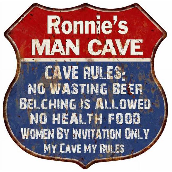 Samuel's Man Cave Rules Sign Shield Metal Gift 211110023347