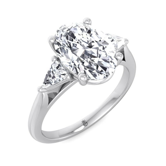 Samui - Moissanite Oval Cut Lab Diamond Side Stones Engagement Ring