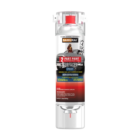Samurai 2-Part Bed Liner Spray White, 11.3 Ounce - 2-Part Polyurethane Spray Paint - UV & Rust Resistant Bedliner Spray Can - 1 Pack