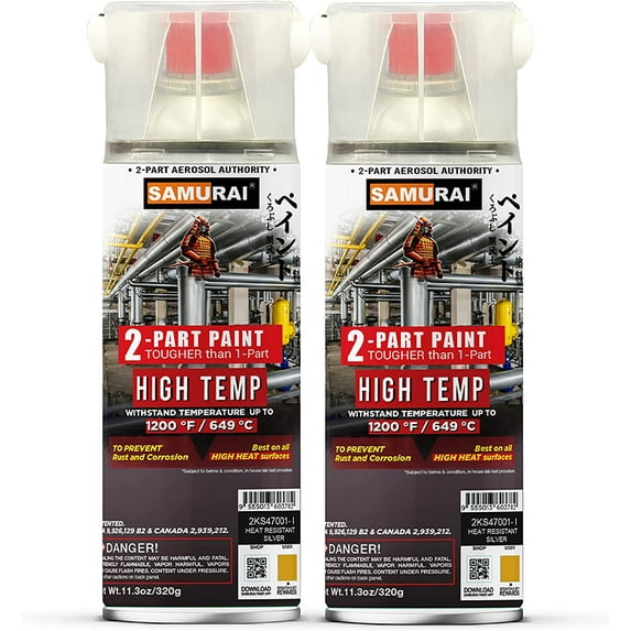 Samurai 2-Part Industrial High Heat Spray Paint (Black, Pack of 2 cans)