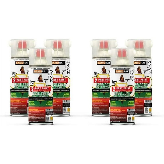 Samurai 2-Part Non-Isocyanate (NISO) Spray Paint Base Coat for Bike - 11.3 Ounce UV Resistant and Rust Resistant NISO (Non-Isocyanate) Spray (GREEN, Pack of 6 Cans)