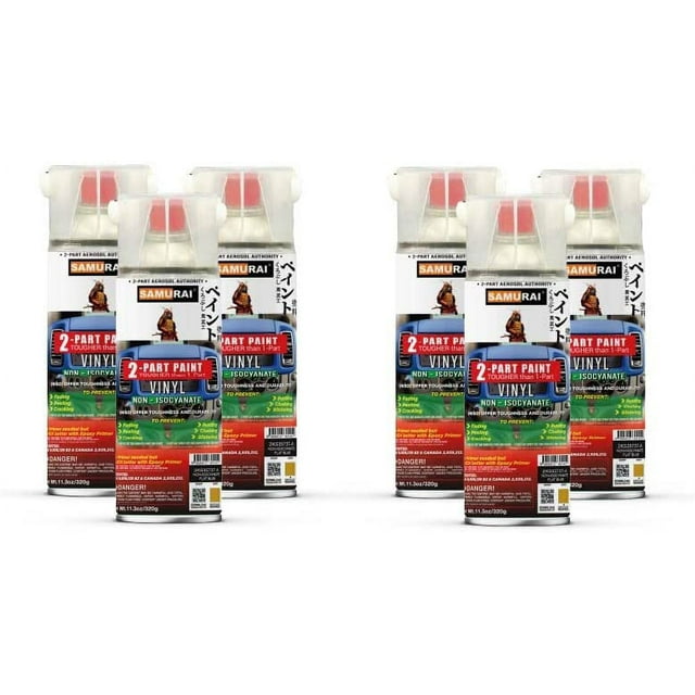 Samurai 2-Part Non-Isocyanate (NISO) Spray Paint for Car Vinyl - 11.3 Ounce UV Resistant and Rust Resistant NISO (Non-Isocyanate) Spray (BLUE, Pack of 6 Cans)