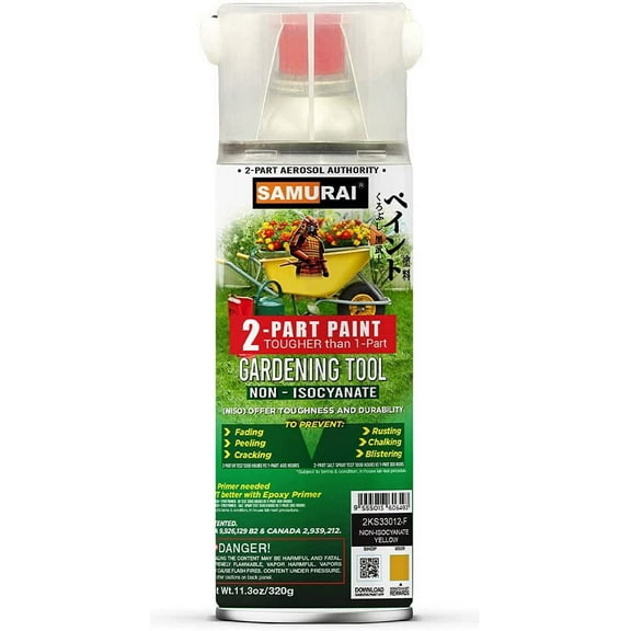 Samurai 2-Part Non-Isocyanate (NISO) Spray Paint for Gardening Tool - 11.3 Ounce UV Resistant and Rust Resistant NISO (Non-Isocyanate) Spray (BLUE, Pack of 1 Can)