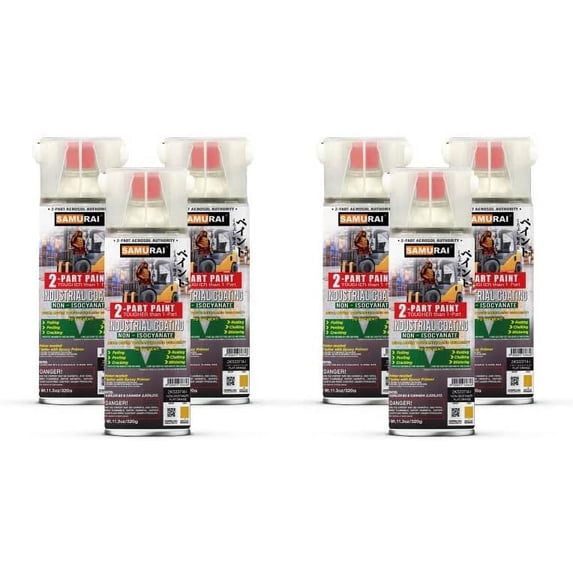 Samurai 2-Part Non-Isocyanate (NISO) Spray Paint for Industrial - 11.3 Ounce UV Resistant and Rust Resistant NISO (Non-Isocyanate) Spray (FLAT GREY, Pack of 6 Cans)