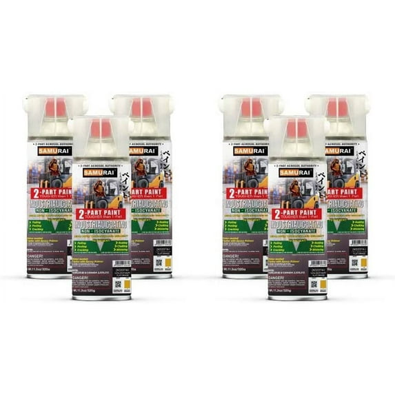 Samurai 2-Part Non-Isocyanate (NISO) Spray Paint for Industrial - 11.3 Ounce UV Resistant and Rust Resistant NISO (Non-Isocyanate) Spray (GOLD, Pack of 6 Cans)
