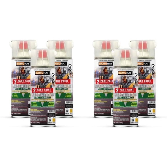 Samurai 2-Part Non-Isocyanate (NISO) Spray Paint for Industrial - 11.3 Ounce UV Resistant and Rust Resistant NISO (Non-Isocyanate) Spray (TRAFFIC WHITE, Pack of 6 Cans)