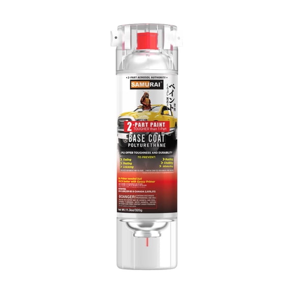 Samurai 2-Part Polyurethane Base Coat Spray Paint for Car - 11.3 Ounce UV Resistant and Rust Resistant Polyurethane Spray (FLAT BLACK, Pack of 1 Can)