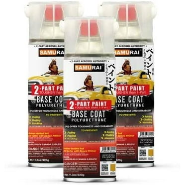 Samurai 2-Part Polyurethane Base Coat Spray Paint for Car - 11.3 Ounce UV Resistant and Rust Resistant Polyurethane Spray (RED, Pack of 3 Cans)