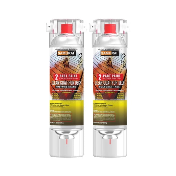 Samurai 2-Part Polyurethane Deck Clear Coat Spray Paint (Clear, Pack of 2 Cans)