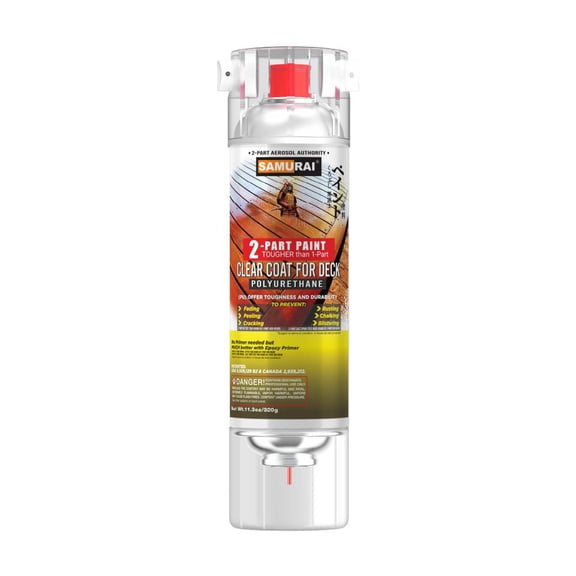 Samurai 2-Part Polyurethane Deck Clear Coat Spray Paint (Flat Clear, Pack of 1 Can)