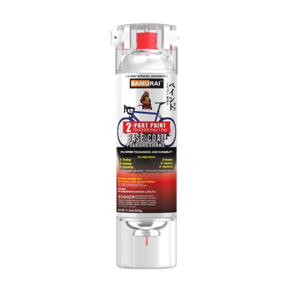 Samurai 2-Part Polyurethane Spray Paint Base Coat for Bike - 11.3 Ounce UV Resistant and Rust Resistant Polyurethane Spray (FLAT ORANGE, Pack of 1 Can)
