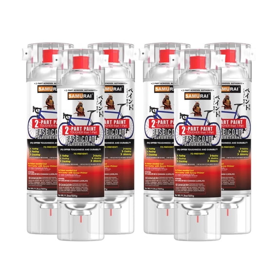 Samurai 2-Part Polyurethane Spray Paint Base Coat for Bike - 11.3 Ounce UV Resistant and Rust Resistant Polyurethane Spray (METALLIC BROWN, Pack of 6 Cans)