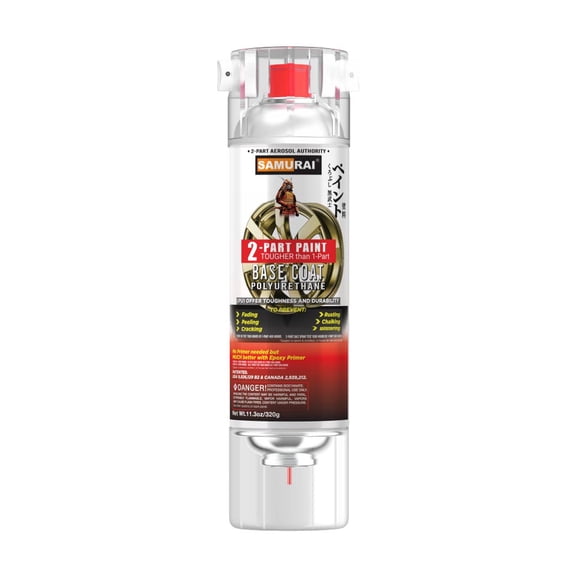 Samurai 2-Part Polyurethane Spray Paint Base Coat for High Performance Wheel - 11.3 Ounce UV Resistant and Rust Resistant Polyurethane Spray (METALLIC BLACK, Pack of 1 Can)