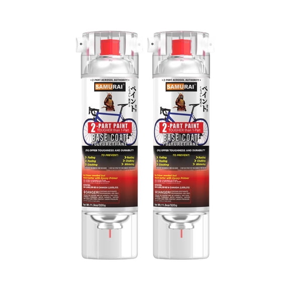 Samurai 2-Part Polyurethane Spray Paint Base Coat for Bike - 11.3 Ounce UV Resistant and Rust Resistant Polyurethane Spray (GOLD, Pack of 2 Cans)