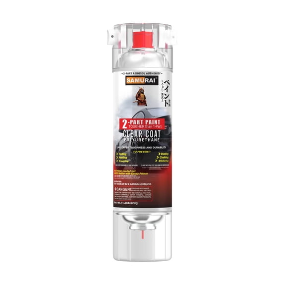 Samurai 2-Part Polyurethane Spray Paint Clear Coat for Car - 11.3 Ounce UV Resistant and Rust Resistant Polyurethane Spray (FLAT CLEAR, Pack of 1 Can)