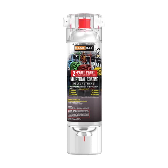 Samurai 2-Part Polyurethane Spray Paint for Industrial - 11.3 Ounce UV Resistant and Rust Resistant Polyurethane Spray Paint (FLAT BLACK, Pack of 1 Can)