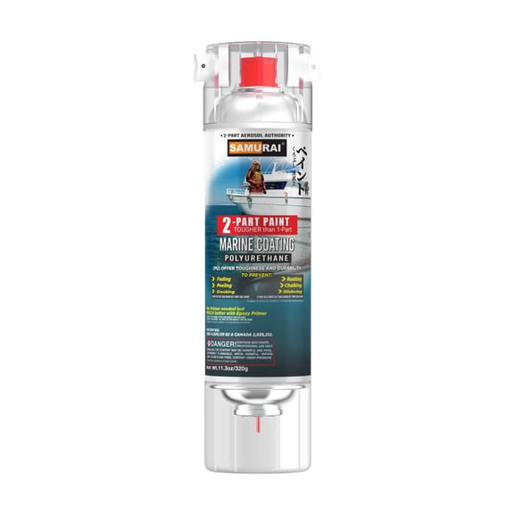 Samurai 2-Part Polyurethane Spray Paint for Marine - 11.3 Ounce UV Resistant and Rust Resistant Polyurethane Spray Paint (METALLIC GREY, Pack of 1 Can)