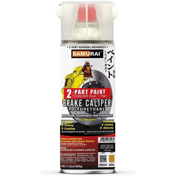 Samurai 2-Part Polyurethane Spray Paint for Car Brake Caliper - 11.3 Ounce UV Resistant and Rust Resistant Polyurethane Spray (WHITE, Pack of 1 Can)