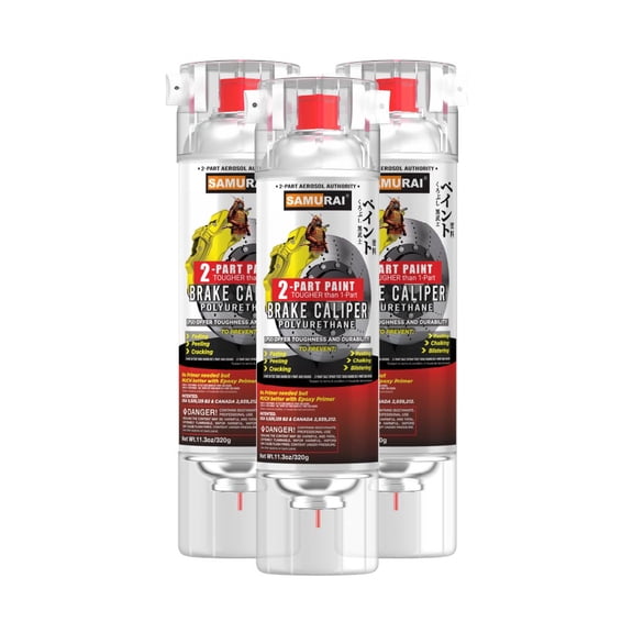 Samurai 2-Part Polyurethane Spray Paint for Car Brake Caliper - 11.3 Ounce UV Resistant and Rust Resistant Polyurethane Spray (WHITE, Pack of 3 Cans)