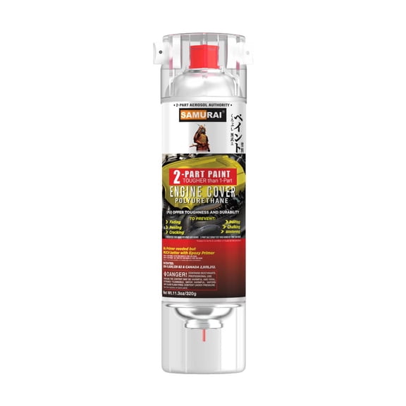 Samurai 2-Part Polyurethane Spray Paint for Car Engine Cover - 11.3 Ounce UV Resistant and Rust Resistant Polyurethane Spray (SILVER, Pack of 1 Can)