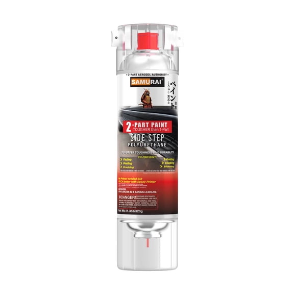 Samurai 2-Part Polyurethane Spray Paint for Car Side Step - 11.3 Ounce UV Resistant and Rust Resistant Polyurethane Spray (SILVER, Pack of 1 Can)