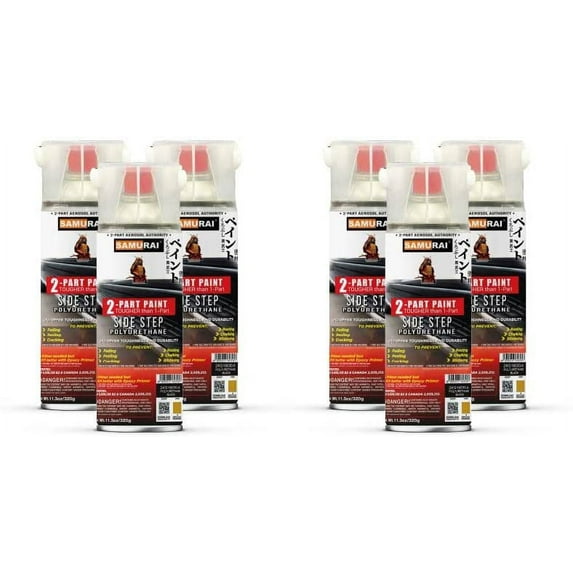 Samurai 2-Part Polyurethane Spray Paint for Car Side Step - 11.3 Ounce UV Resistant and Rust Resistant Polyurethane Spray (SILVER, Pack of 6 Cans)