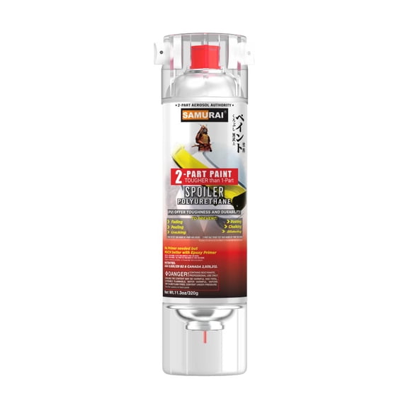 Samurai 2-Part Polyurethane Spray Paint for Car Spoiler - 11.3 Ounce UV Resistant and Rust Resistant Polyurethane Spray (SILVER, Pack of 1 Can)