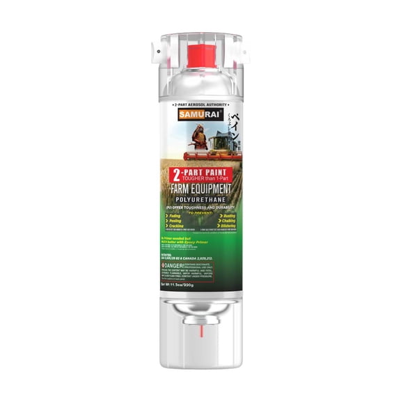 Samurai 2-Part Polyurethane Spray Paint for Farm Equipment - 11.3 Ounce UV Resistant and Rust Resistant Polyurethane Spray (FLAT BLUE, Pack of 1 Can)