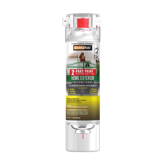 Samurai 2-Part Polyurethane Spray Paint for Home Exterior - 11.3 Ounce UV Resistant and Rust Resistant Polyurethane Spray (SIGNAL RED, Pack of 1 Can)