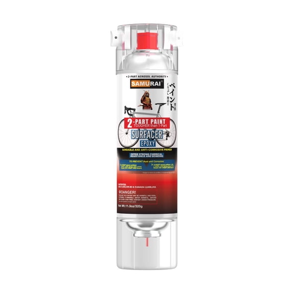 Samurai 2-Part Spray Paint Epoxy Primer for Bike Surfacer (Metal Primer Silver Grey, Pack of 1 Can)