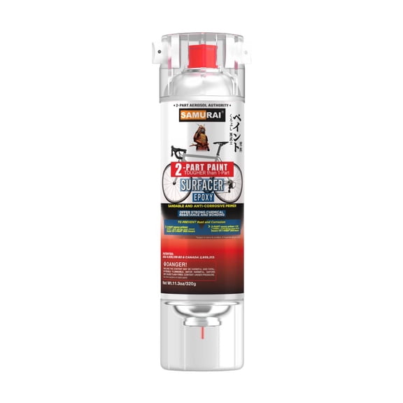 Samurai 2-Part Spray Paint Epoxy Primer for Bike Surfacer (Primer White, Pack of 1 Can)