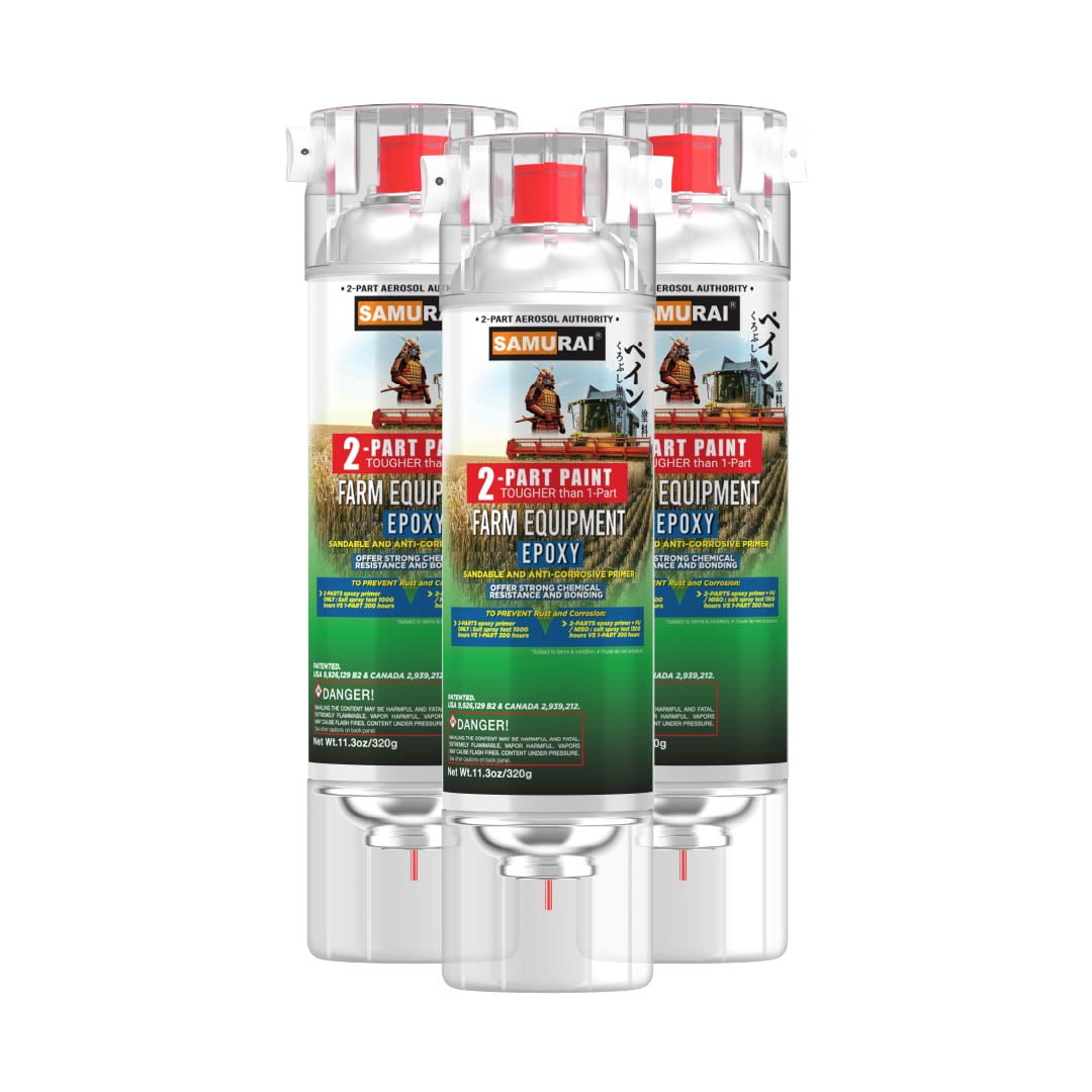 Samurai 2-Part Spray Paint Epoxy Primer for Farm Equipment (Undercarriage Black, Pack of 3 Cans)