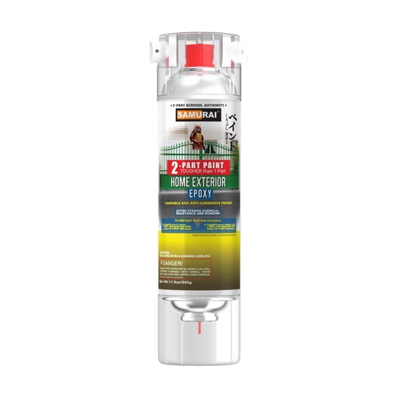 Samurai 2-Part Spray Paint Epoxy Primer for Home Exterior (Metal Primer Red Oxide, Pack of 1 Can)