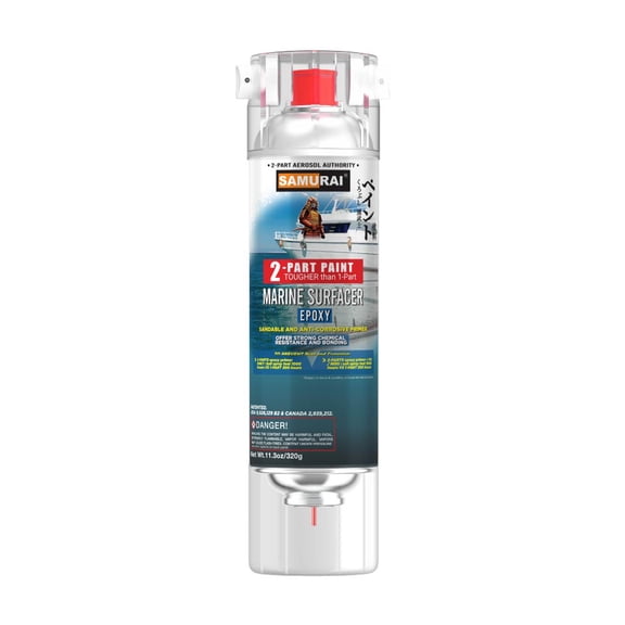 Samurai 2-Part Spray Paint Epoxy Primer for Marine Surfacer (Metal Primer Red Oxide, Pack of 1 Can)