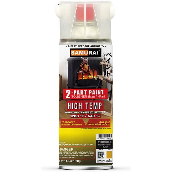 Samurai 2-Part Spray Paint for Household - High Temp (Silver, Pack of 1 Can)