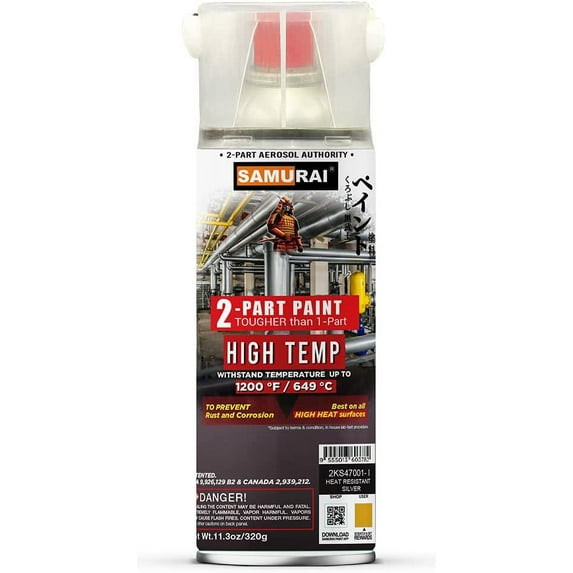 Samurai 2-Part Spray Paint for Industrial - High Temp (Silver, Pack of 1 can)