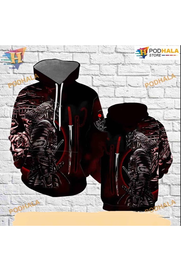 Samurai All Over Printed 3D Hoodie T-Shirt Adul